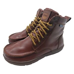 Lems Boulder Boots Mens 8.5 Womens 10 Brown Leather Ankle Minimalist Wide Toe